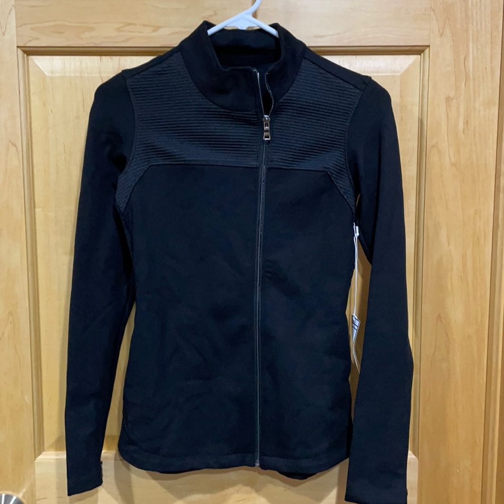 The Base black asymmetrical zipper fitted jacket XS